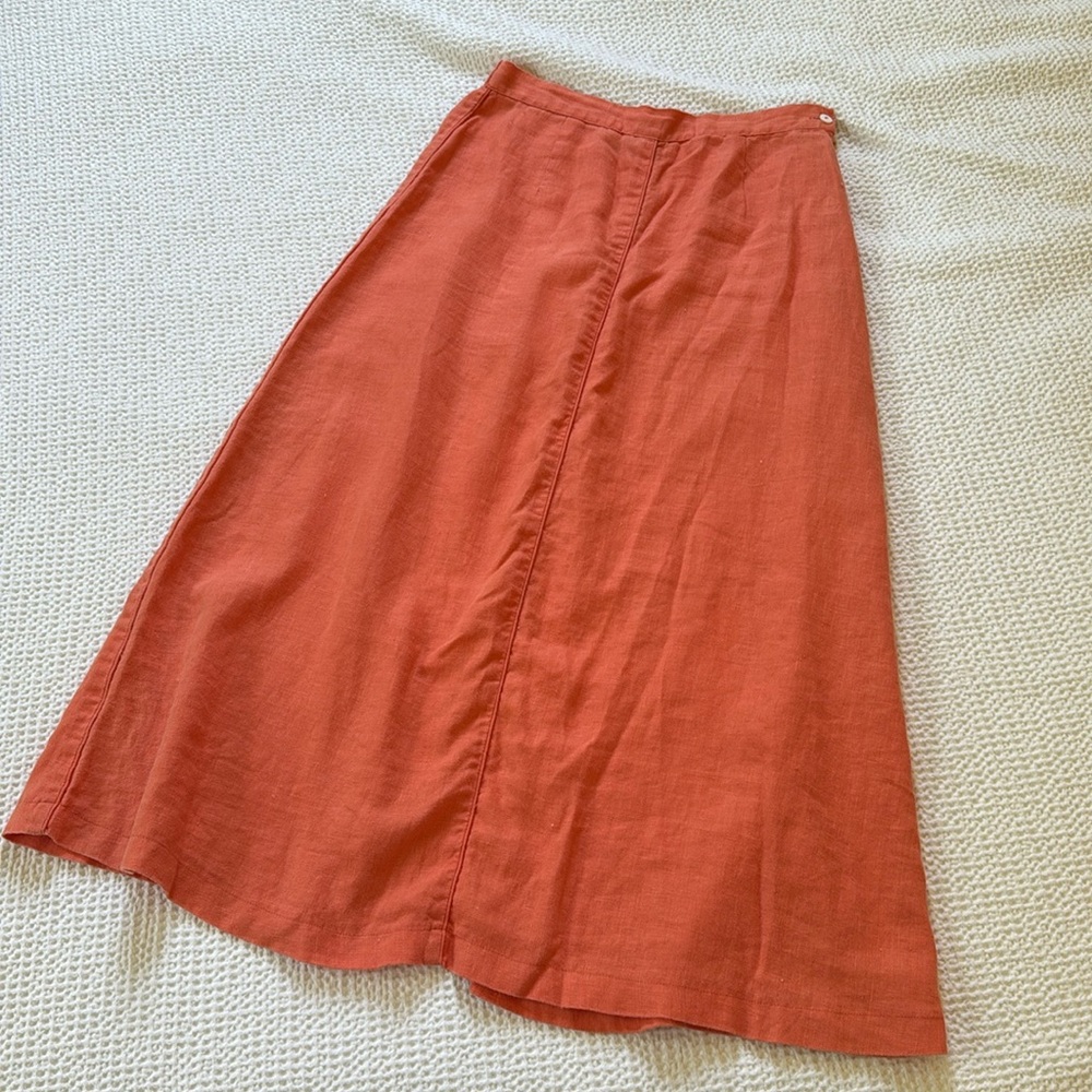 Linen High Waisted Coral Skirt
